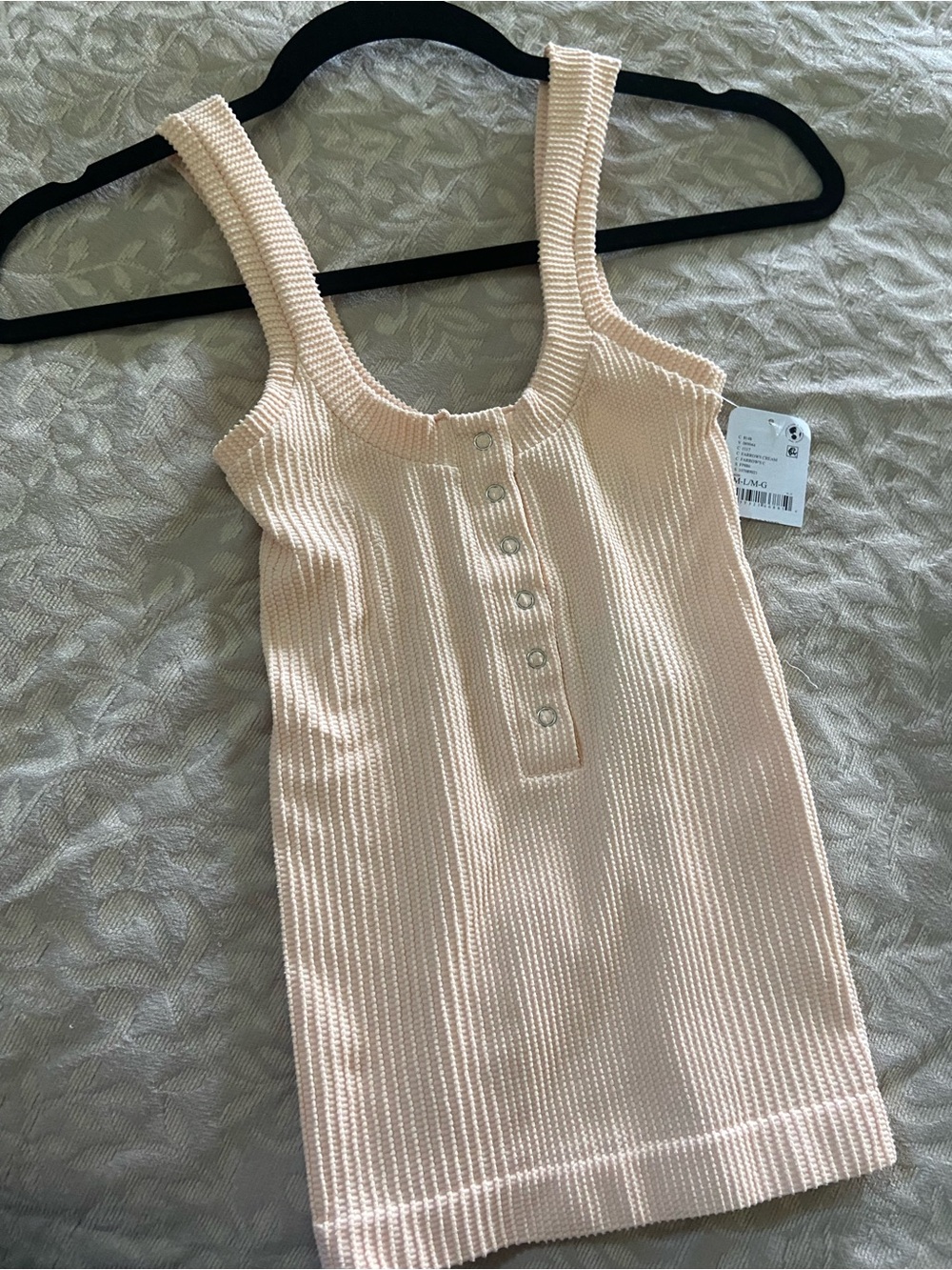 Free People Peachy Cream Ribbed Button-Front Tank Top
